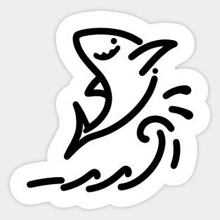 Stick Figure of a Shark in Black Ink Sticker